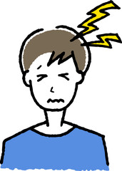 Obraz premium 頭痛の症状を持つ男性。風邪。