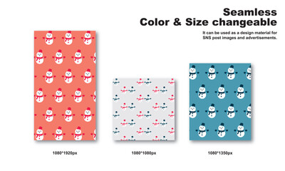 雪だるまをモチーフにした背景パターン、シームレス、グラフィック素材