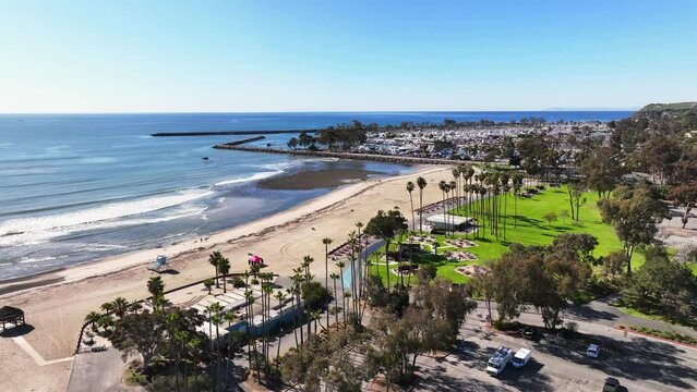 Doheny State Beach With Park Near The Dana Point Marina In California, USA. - aerial shot