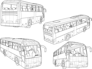 Vector sketch illustration of the design of a large bus transportation tool