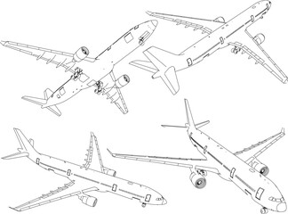 Vector sketch illustration of the design of an airline's aircraft fleet