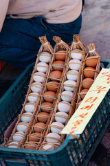 옛날 방식의 계란 포장