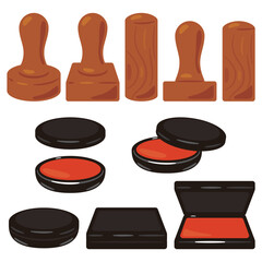 木製の判子と朱肉セット