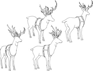 vector sketch illustration of snow deer animal design on Christmas day