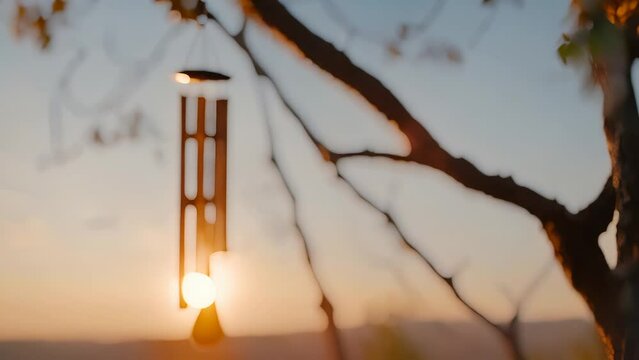 Silver and wood wind chimes