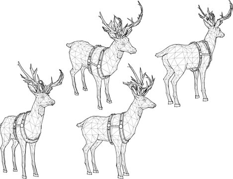 vector sketch illustration of snow deer animal design on Christmas day