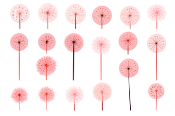 Dandelion Signs Black Thin Line Icon Vector Set isolated on white background. generative ai.