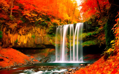Fototapeta na wymiar Harmony of Autumn, Cascading Colors in Nature's Embrace