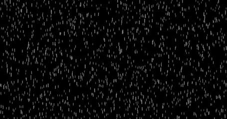 Cinematic Realistic rainfall animation overlay background. Heavy rain storm seamless loop animation. Surreal raindrops falling thunderstorm overlay. Raindrops on black bg.