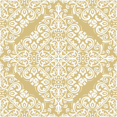 Orient classic yellow and white pattern. Seamless abstract background with vintage elements. Orient pattern. Ornament for wallpapers and packaging