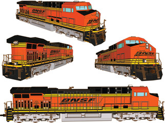 Vector sketch illustration of vintage classic locomotive train design without carriages