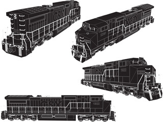 Vector sketch illustration of vintage classic locomotive train design without carriages and passengers © nur
