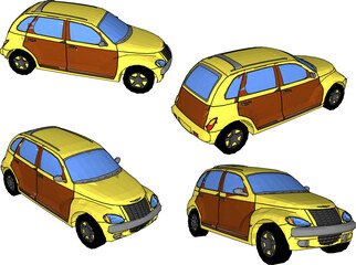 Vector sketch illustration of urban mini car transportation design