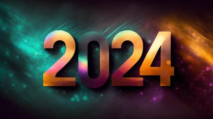 Text or inscription 2024 in dark colors. Happy New Year. Background with selective focus and copy space - obrazy, fototapety, plakaty