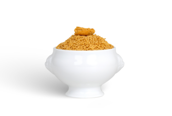 Bhujia sev- Famous Bikaneri bhujia, often simply called bhujia, is a popular crispy snack prepared by using moth beans and besan and spices, originating from, Bikaner, Rajasthan, India.
