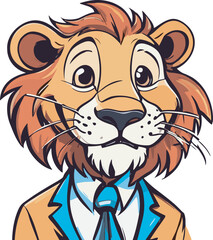 Lion carton character with formal dress vector image. Illustration of cute lion design graphic on the white background