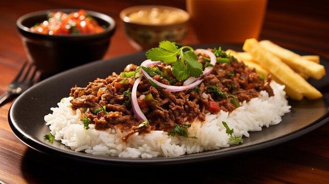 rice with chicken HD 8K wallpaper Stock Photographic Image 
