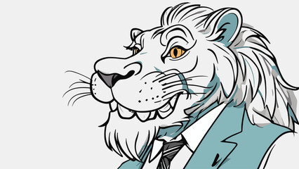 Lion carton character with formal dress vector image. Illustration of cute lion design graphic on the white background