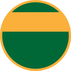Green circle with a gold banner - obrazy, fototapety, plakaty