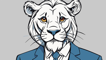 Lion carton character with formal dress vector image. Illustration of cute lion design graphic on the white background