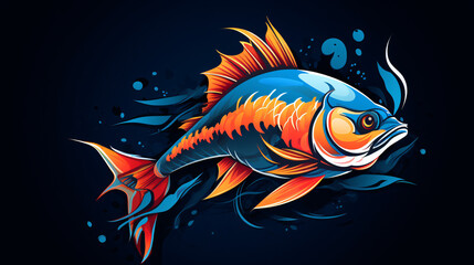 Zander logo fish - obrazy, fototapety, plakaty