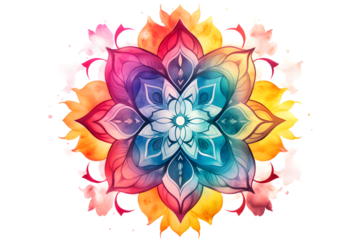 Mandala watercolor 3d rerndring isolated on white background. generative ai.