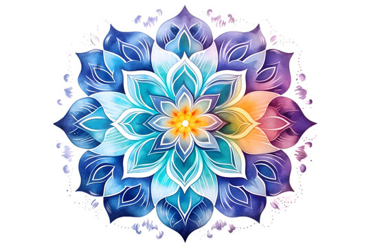 Mandala watercolor 3d rerndring isolated on white background. generative ai.