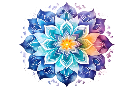 Mandala watercolor 3d rerndring isolated on white background. generative ai.