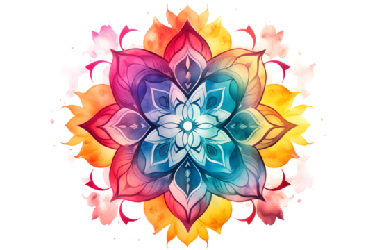 Mandala watercolor 3d rerndring isolated on white background. generative ai.