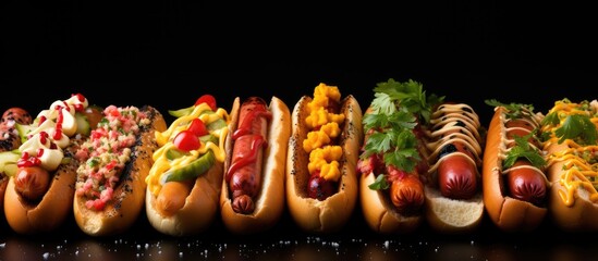 Delicious mini hot dogs with different condiments.