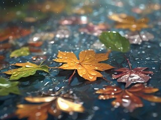 autumn leaves on the water