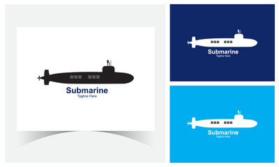 Black And White Submarine Logo Design Template.