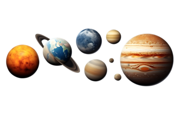 Planets in solar system. Moon and the sun, mercury and earth, mars and venus, jupiter or saturn and pluto 3D rendering. generative ai.
