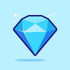 vector flying blue diamond gemstone illustration icon