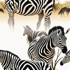 Seamless pattern of zebra on savanna background use for the International Zebra Da