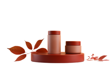 Product podium in autumn warm colors for product presentation. Mockup for branding. generative ai.