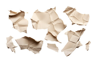 ripped paper pieces isolated on transparent background isolated on white background. generative ai.