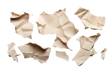 ripped paper pieces isolated on transparent background isolated on white background. generative ai.