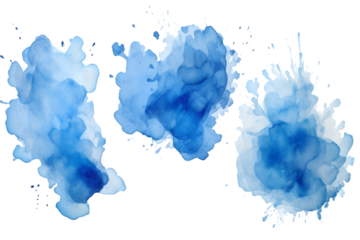 Set of 3 Blue Watercolor Stains explosion. generative ai.