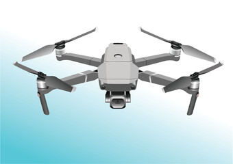 Military drone in flight. 3d color vector hand drawn illustration