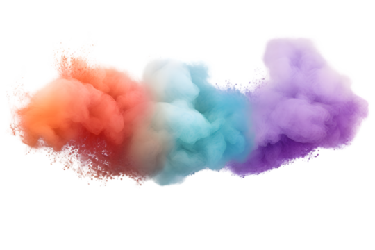 Set of particle clouds in different colors, 3d render. generative ai.