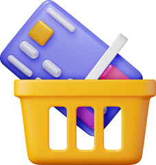 3D Orange Plastic Shopping Basket with Bank Card