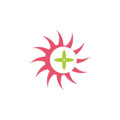 sun leaf plus medical nature therapy logo vector
