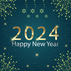 happy new year 2024 firework celebration background design vector.2024 Happy New Year.Design template Celebration typography poster, banner or greeting card for Merry Christmas and happy new year. 
