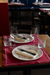 Table set for two patrons