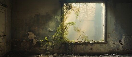 Abandoned house with mold and natural light