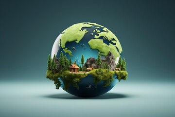 Poster design for protecting earth and nature conservation - obrazy, fototapety, plakaty