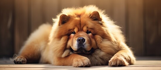 Chow chow dog in a stunning and relaxed photo. - obrazy, fototapety, plakaty