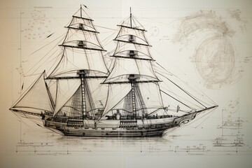 A vintage sketch of a ship