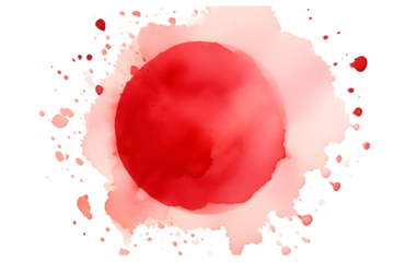 Watercolor red spot isolated on a white transparent background. generative ai.